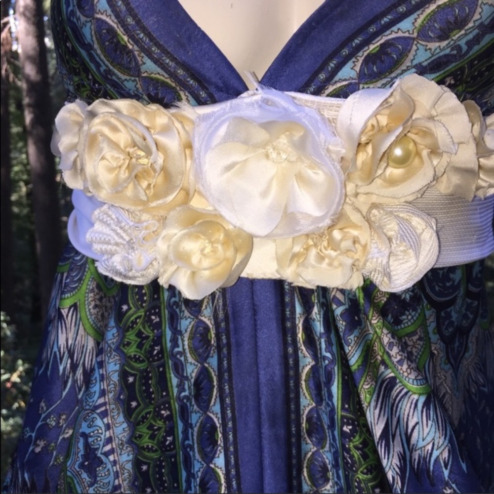 Kreativekristen upcycle tie/flower cummerbund,vintage statement belt - Picture 8 of 9